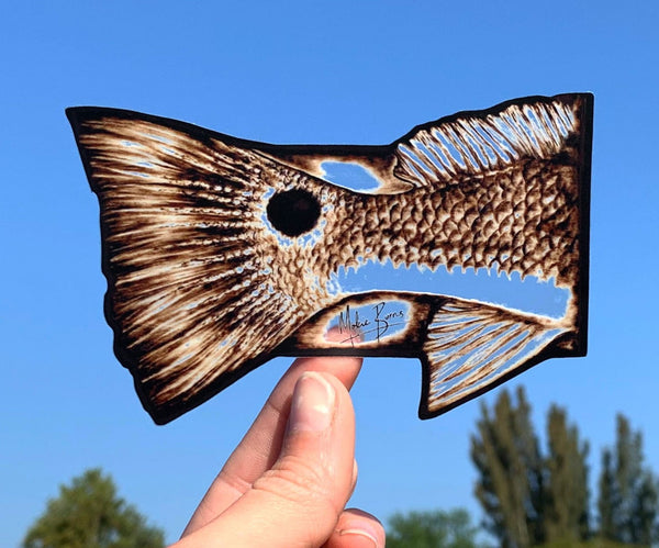 The O.G. Redfish Tail - Camo Fish Sticker for Cooler, Boat, Yeti Cups, -  Mokie Burns