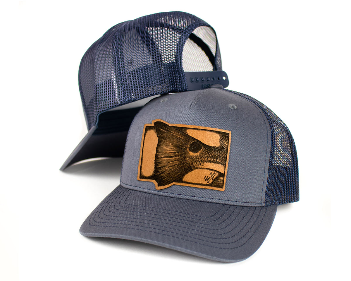 &quot;The O.G.&quot; Redfish Trucker Hat - Mid Profile - Solid Carbon Blue + Classic Patch