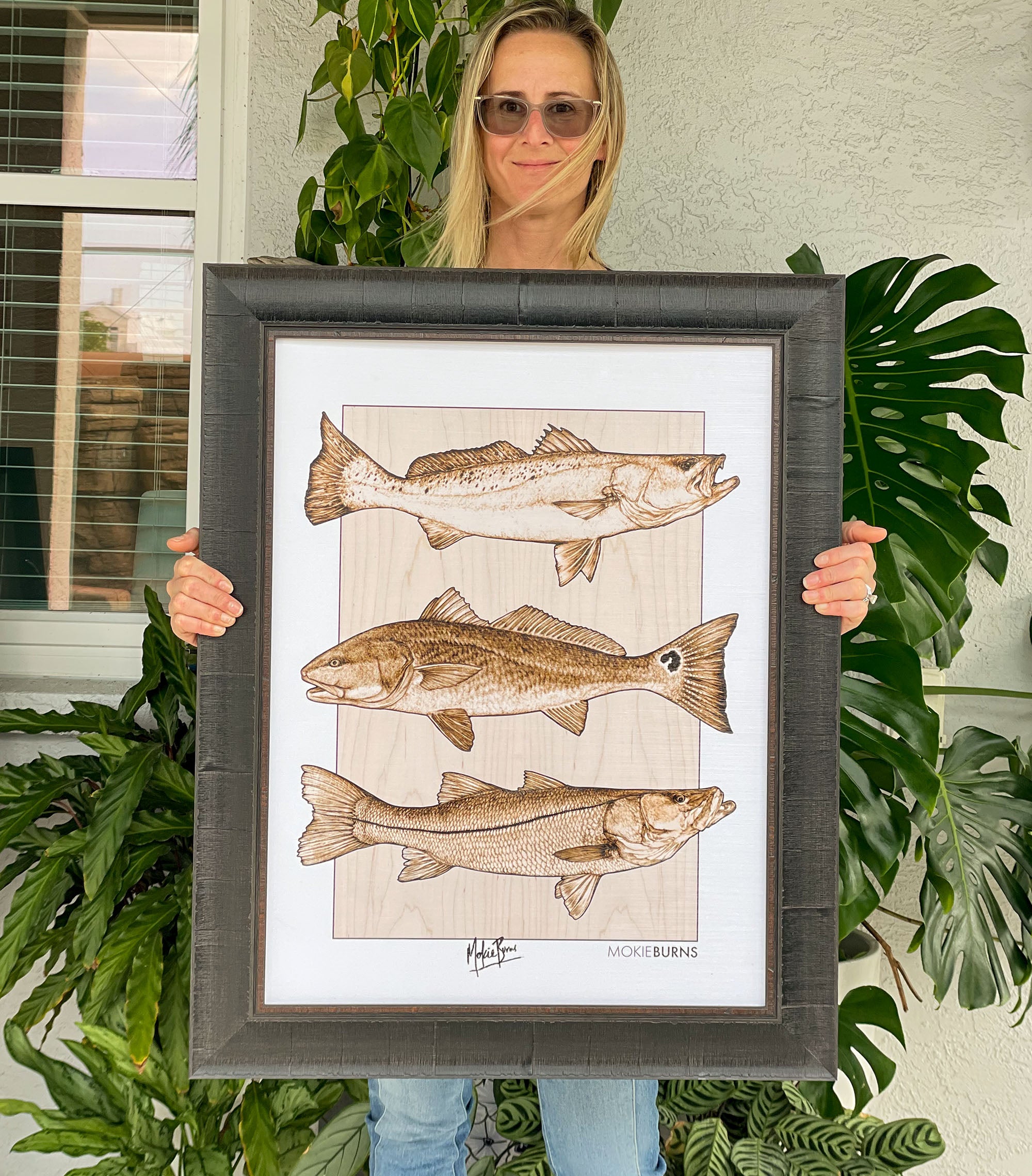 Inshore Slam [speckled seatrout, redfish and snook] - 19x25 Signed