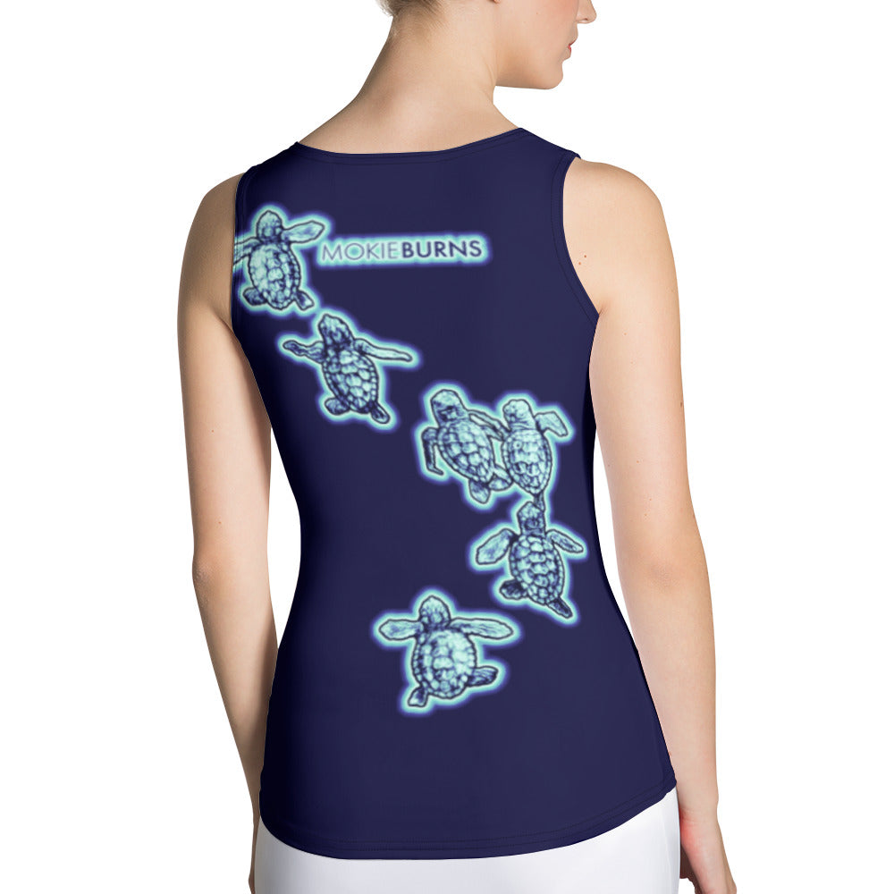Baby Sea Turtles in &#39;Florida Teal&#39; - Sublimation Printed Activewear Tank Top