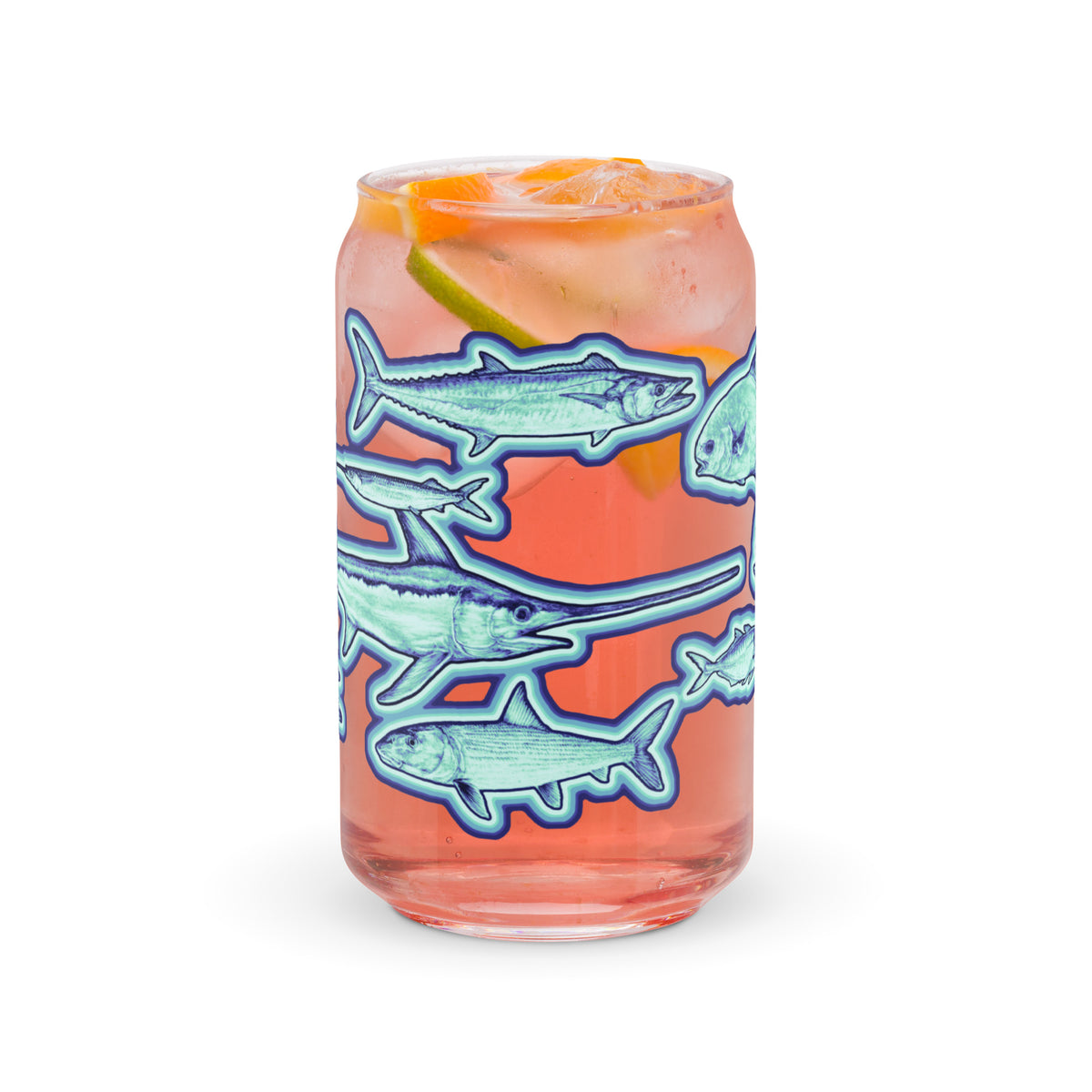 Colorful Florida Keys Fish - &#39;Florida Teal&#39; Retro Can-Shaped Glass