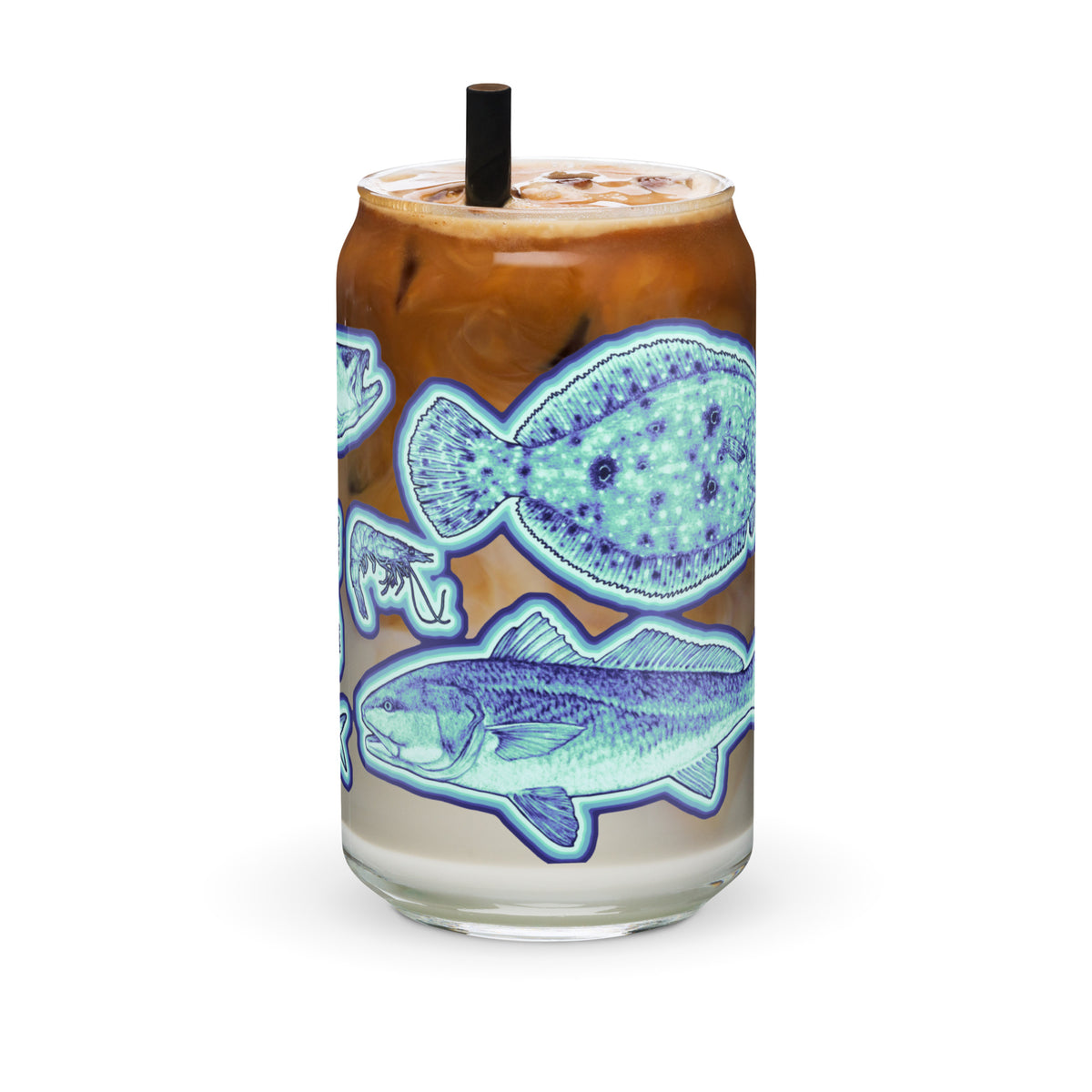 Inshore&#39;s Greatest Hits in &#39;Florida Teal&#39; Glassware - Shaker Pint Glass or Vintage Can-Shaped Glass