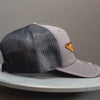 Video featuring a Richardson 112 trucker hat in dark navy with a leather patch of a snook, ideal for recreational saltwater fishermen or as a thoughtful gift for enthusiasts looking for stylish and themed headwear for fishing activities.