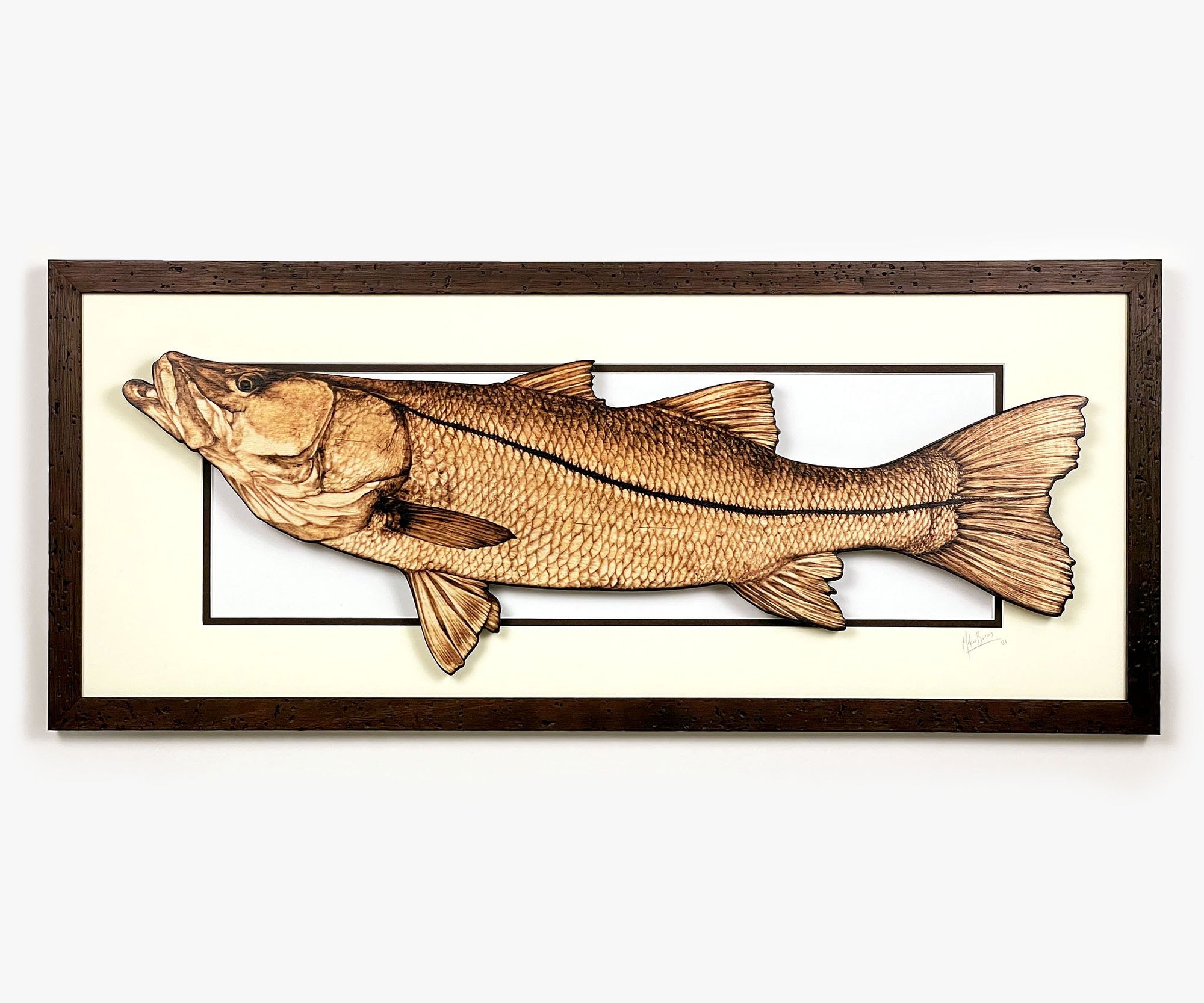 Snook Wood Print - 3D Framed Fish Mount - mokieburns