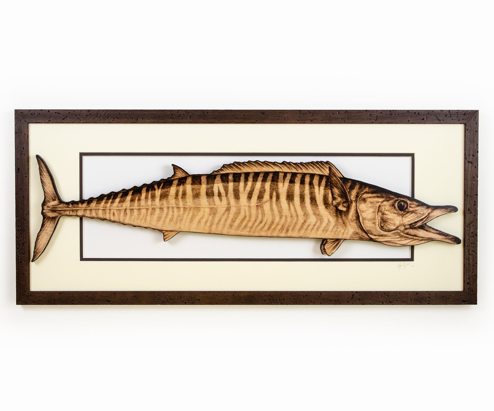 Wahoo Wood Print - 3D Framed Fish Mount - Mokie Burns