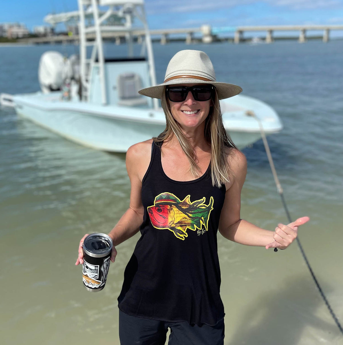 Ricky the Rasta Poon - Ladies&#39; Flowy Racerback Tank