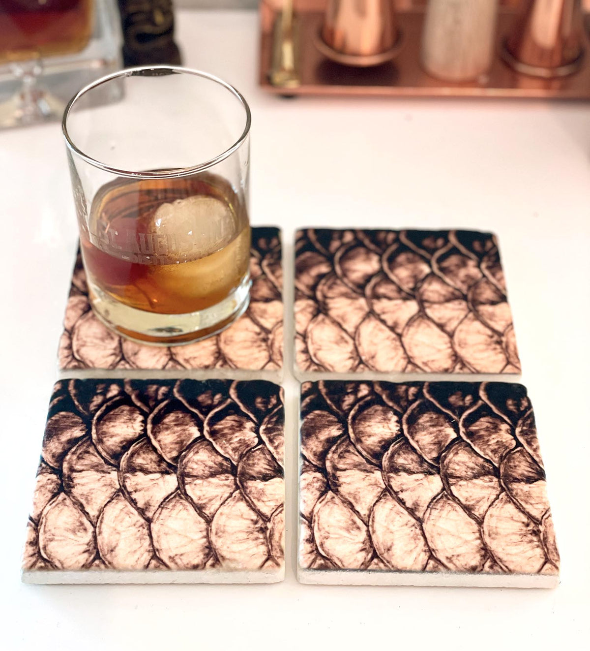 Silver King Scales - Tumbled Stone Coasters [Set of 4]