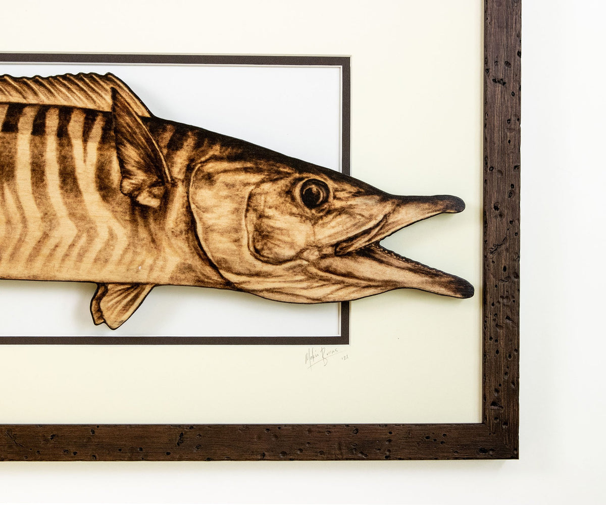 Wahoo Wood Print - 3D Framed Fish Mount - mokieburns