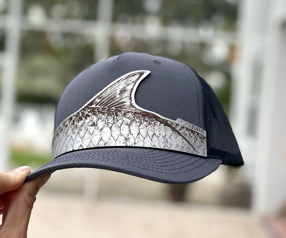 Tarpon Roll Trucker Hat - Mid Profile - Carbon Blue + Silver Patch