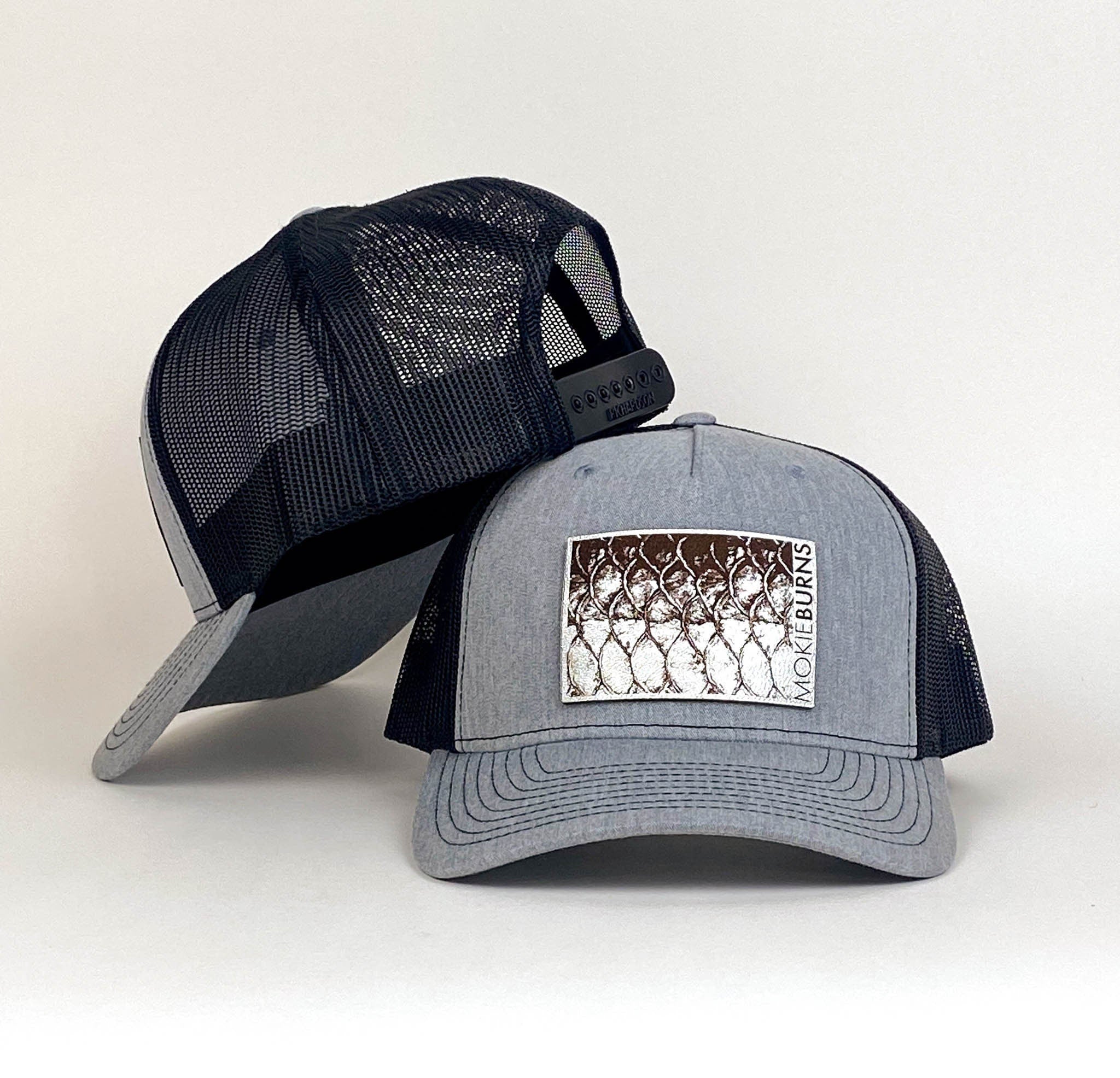 Tarpon Scales Trucker Hat - Mid Profile - Silver Patch *Multiple Colors* Heather Grey/Black