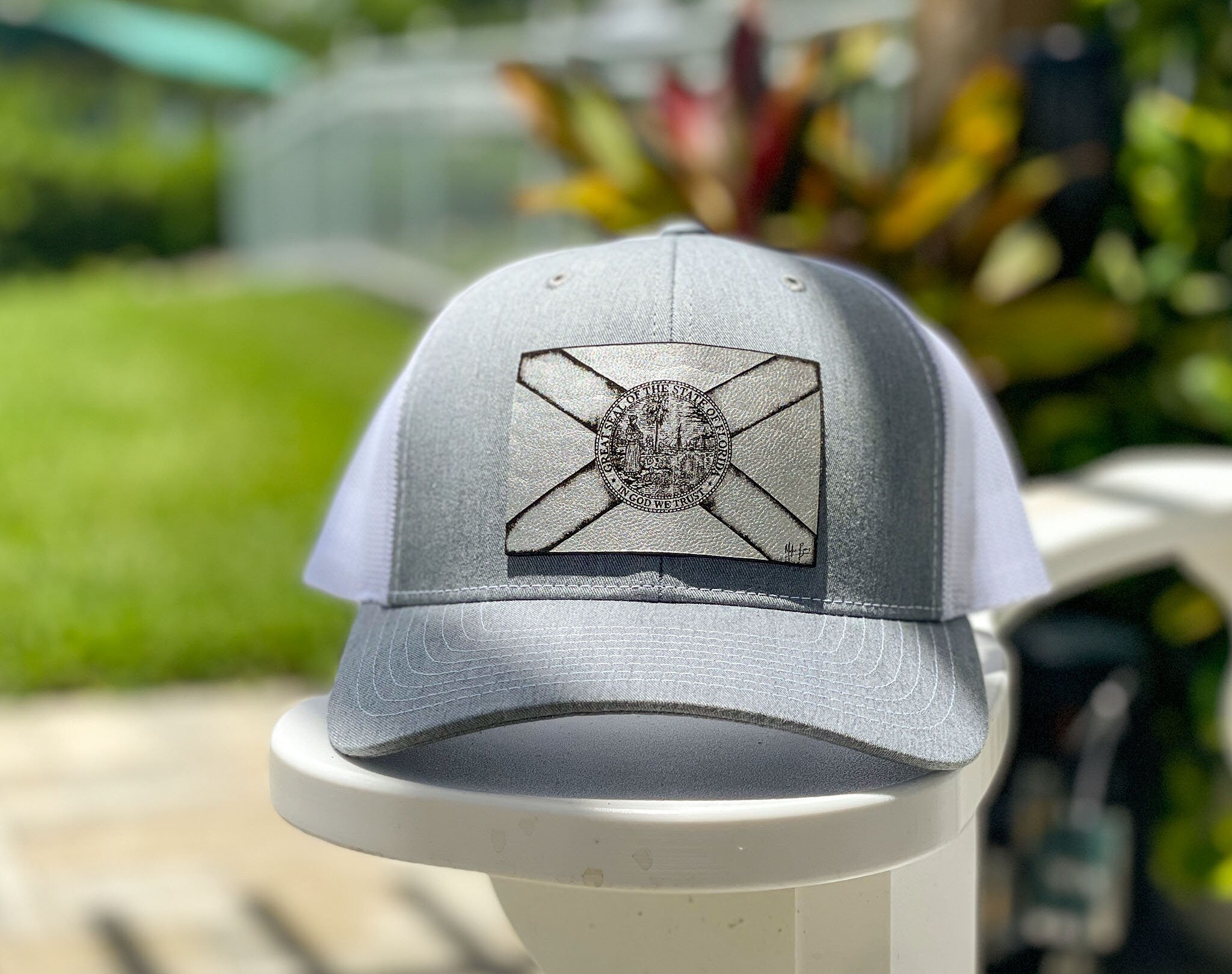 Florida Flag Trucker Hat - Mid Profile + Silver Patch - Mokie Burns